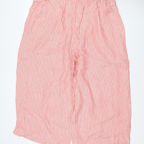 Marks and Spencer Women's Pink Stripe Size 20 Wide Leg Linen Trousers
