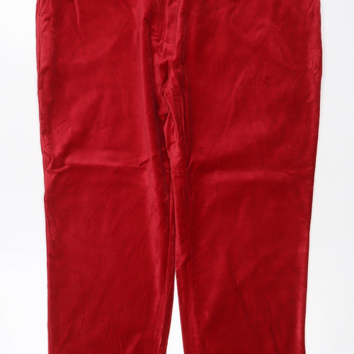 Marks and Spencer Women's Red Wide-Leg Pull-On Trousers UK 16 Short