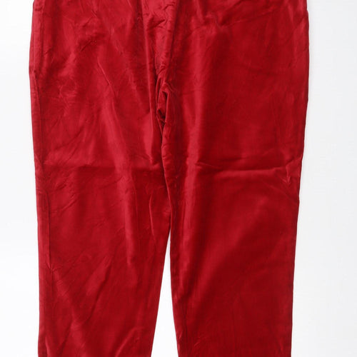 Marks and Spencer Women's Red Wide-Leg Pull-On Trousers UK 16 Short