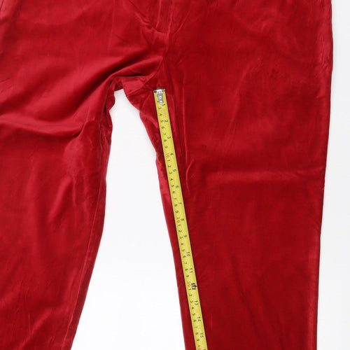 Marks and Spencer Women's Red Wide-Leg Pull-On Trousers UK 16 Short