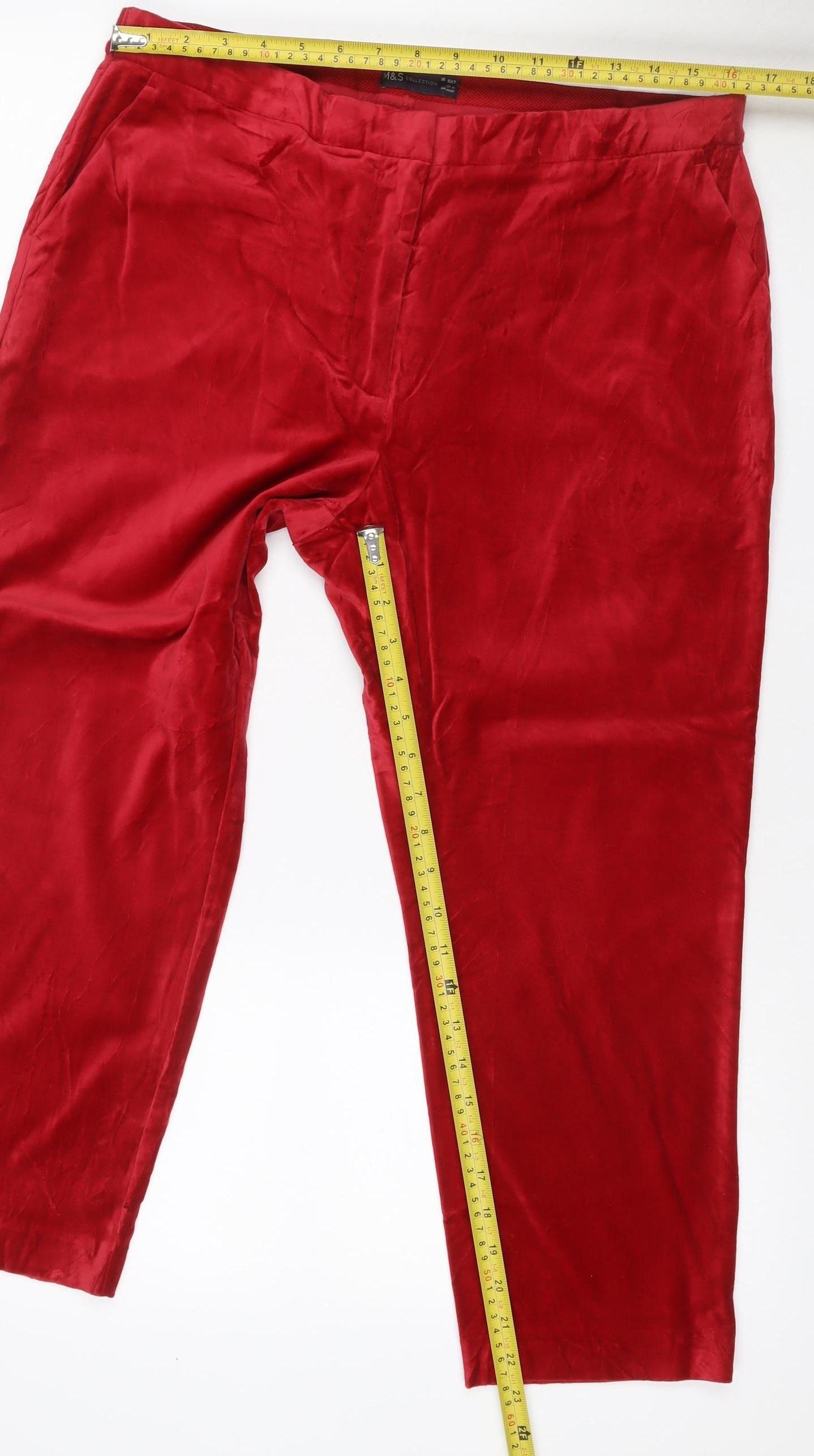 Marks and Spencer Women's Red Wide-Leg Pull-On Trousers UK 16 Short