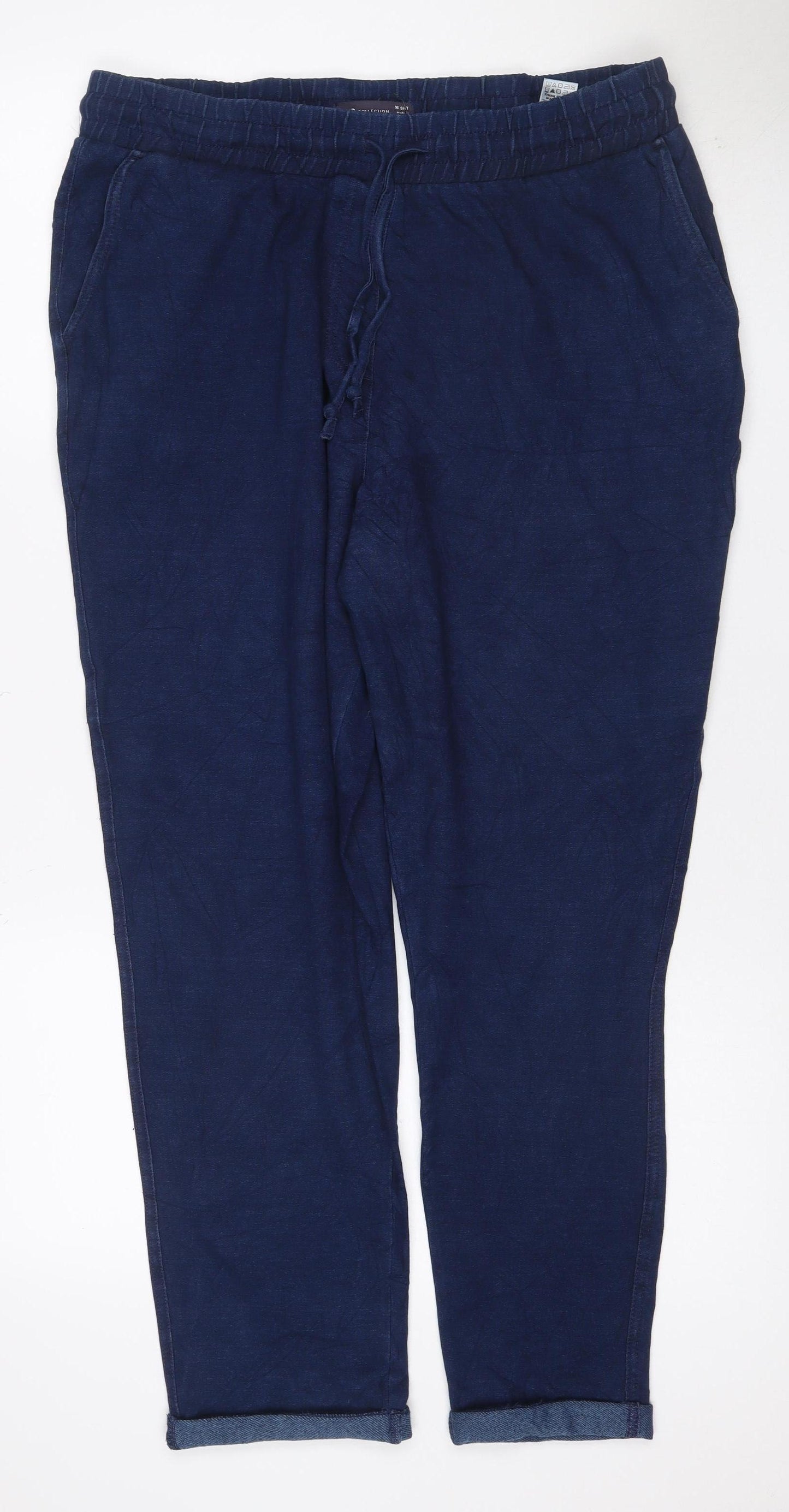 Marks and Spencer Women’s Blue Size 16 Short Tapered Stretch Trousers
