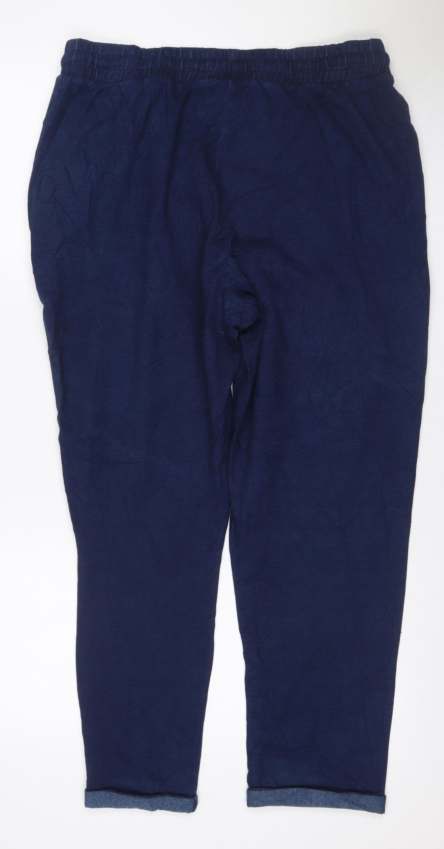 Marks and Spencer Women’s Blue Size 16 Short Tapered Stretch Trousers