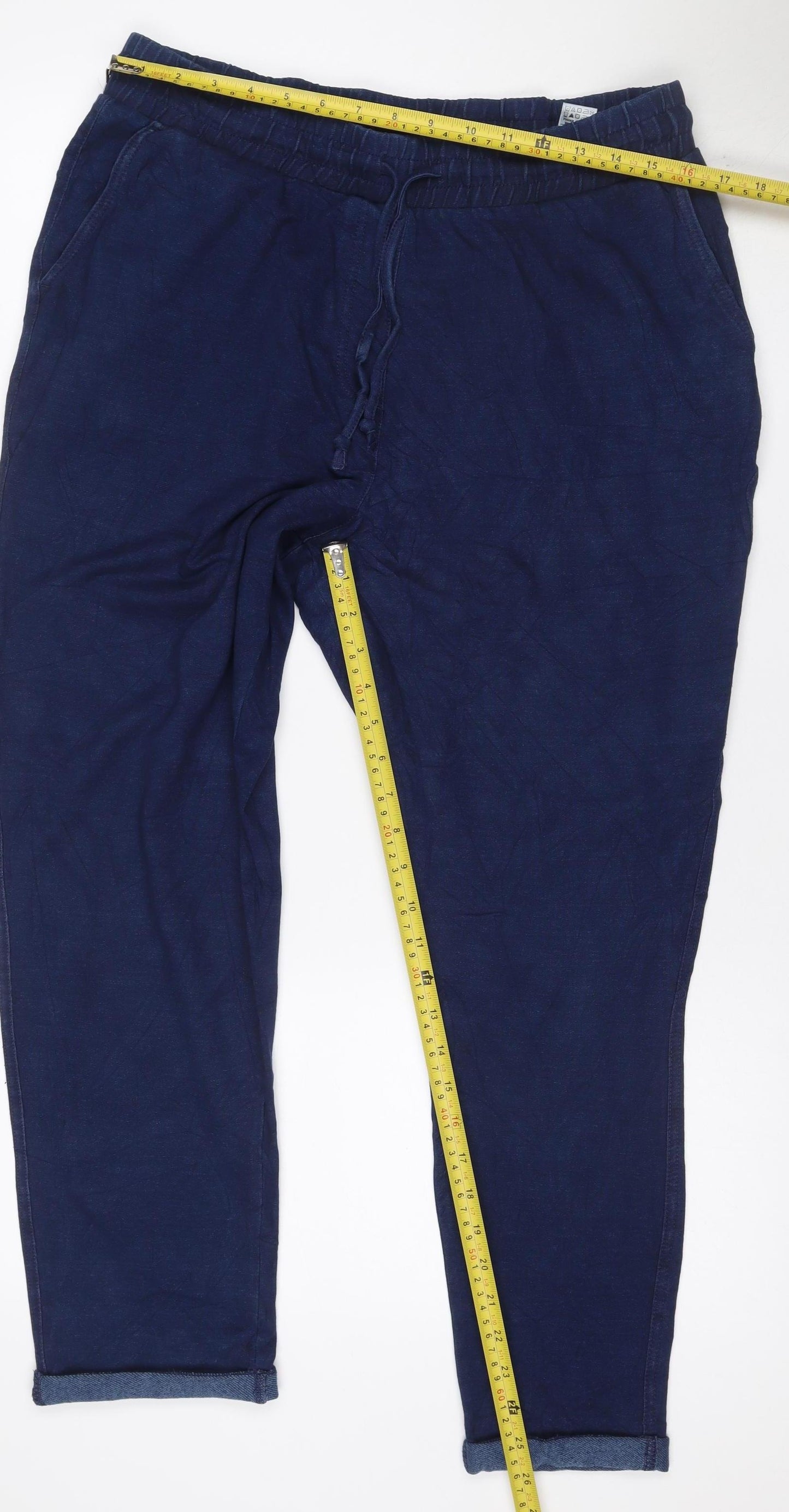Marks and Spencer Women’s Blue Size 16 Short Tapered Stretch Trousers