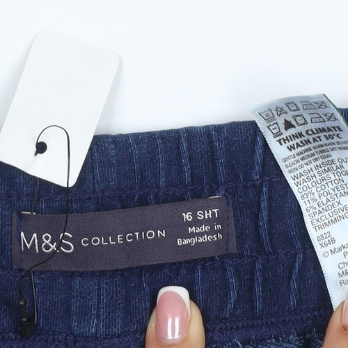 Marks and Spencer Women’s Blue Size 16 Short Tapered Stretch Trousers