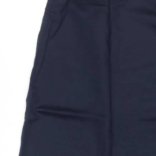 M&S Womens Blue UK 8 Long Wide-Leg Elastic Waist Trousers