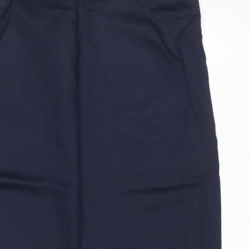 M&S Womens Blue UK 8 Long Wide-Leg Elastic Waist Trousers