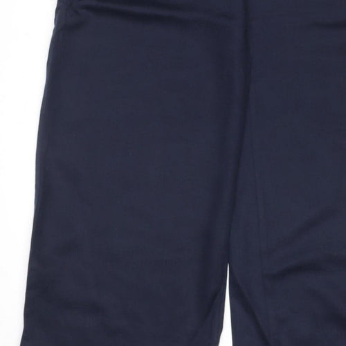M&S Womens Blue UK 8 Long Wide-Leg Elastic Waist Trousers