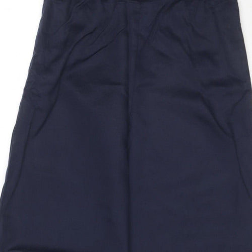 M&S Womens Blue UK 8 Long Wide-Leg Elastic Waist Trousers