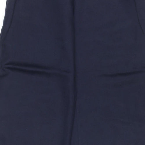 M&S Womens Blue UK 8 Long Wide-Leg Elastic Waist Trousers