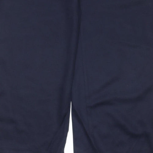 M&S Womens Blue UK 8 Long Wide-Leg Elastic Waist Trousers