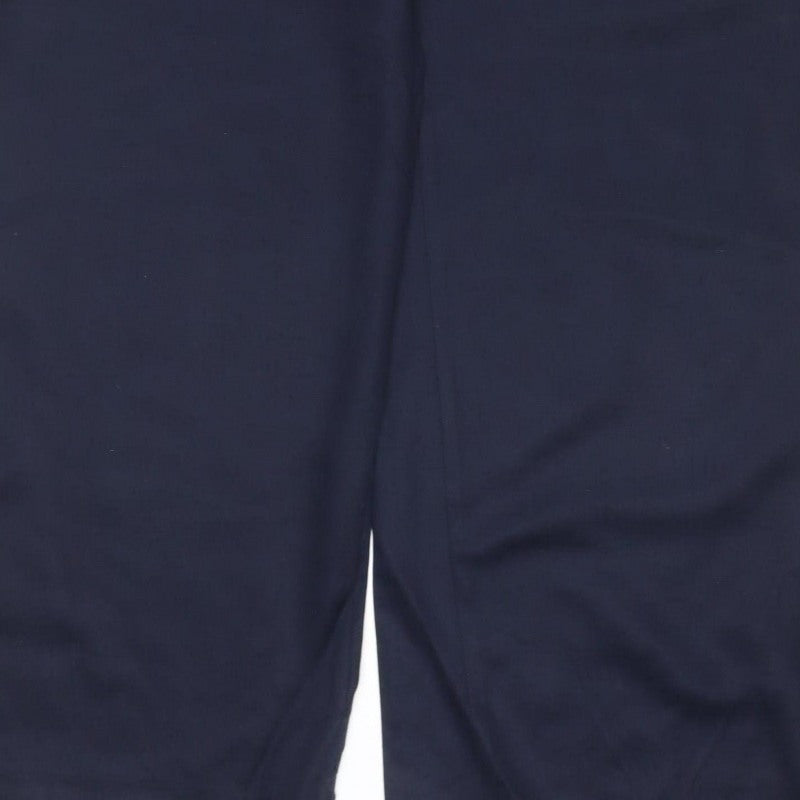 M&S Womens Blue UK 8 Long Wide-Leg Elastic Waist Trousers