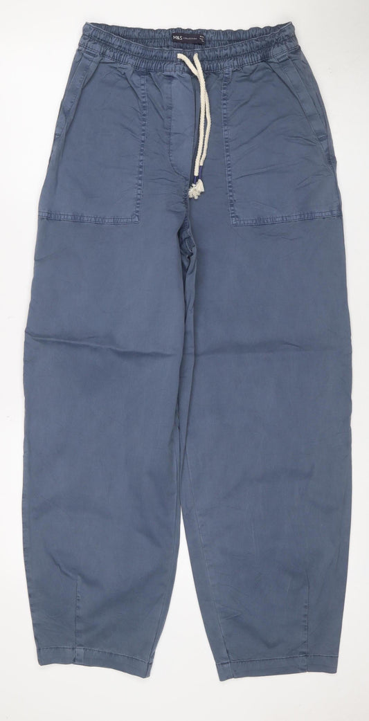 Marks & Spencer Women Blue Size 10 Long Cargo Drawstring Trousers