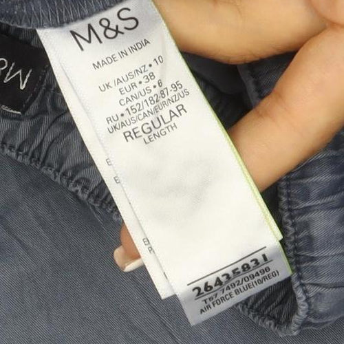 Marks & Spencer Women Blue Size 10 Long Cargo Drawstring Trousers