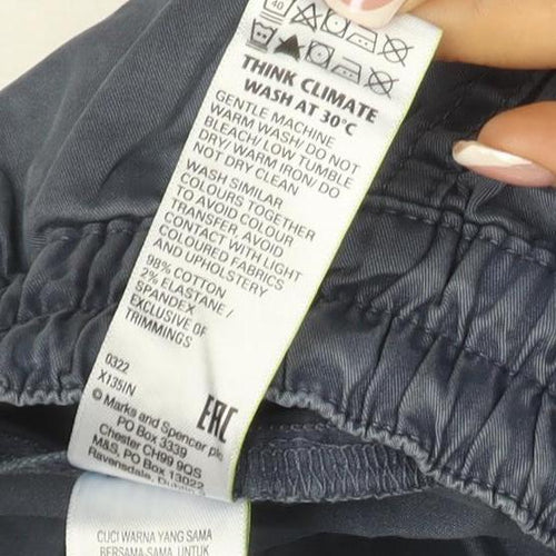 Marks & Spencer Women Blue Size 10 Long Cargo Drawstring Trousers