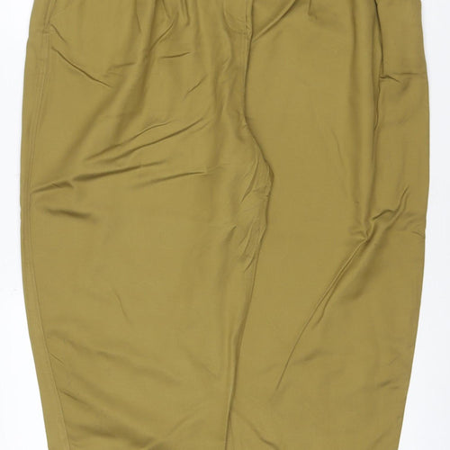Marks & Spencer Women Green UK 20 Regular Wide-Leg Trousers