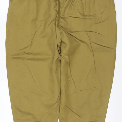 Marks & Spencer Women Green UK 20 Regular Wide-Leg Trousers