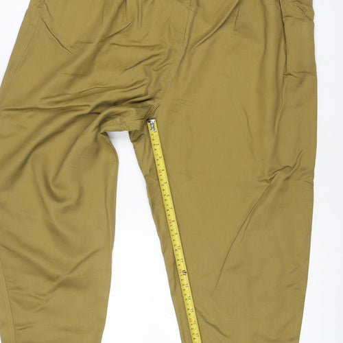 Marks & Spencer Women Green UK 20 Regular Wide-Leg Trousers