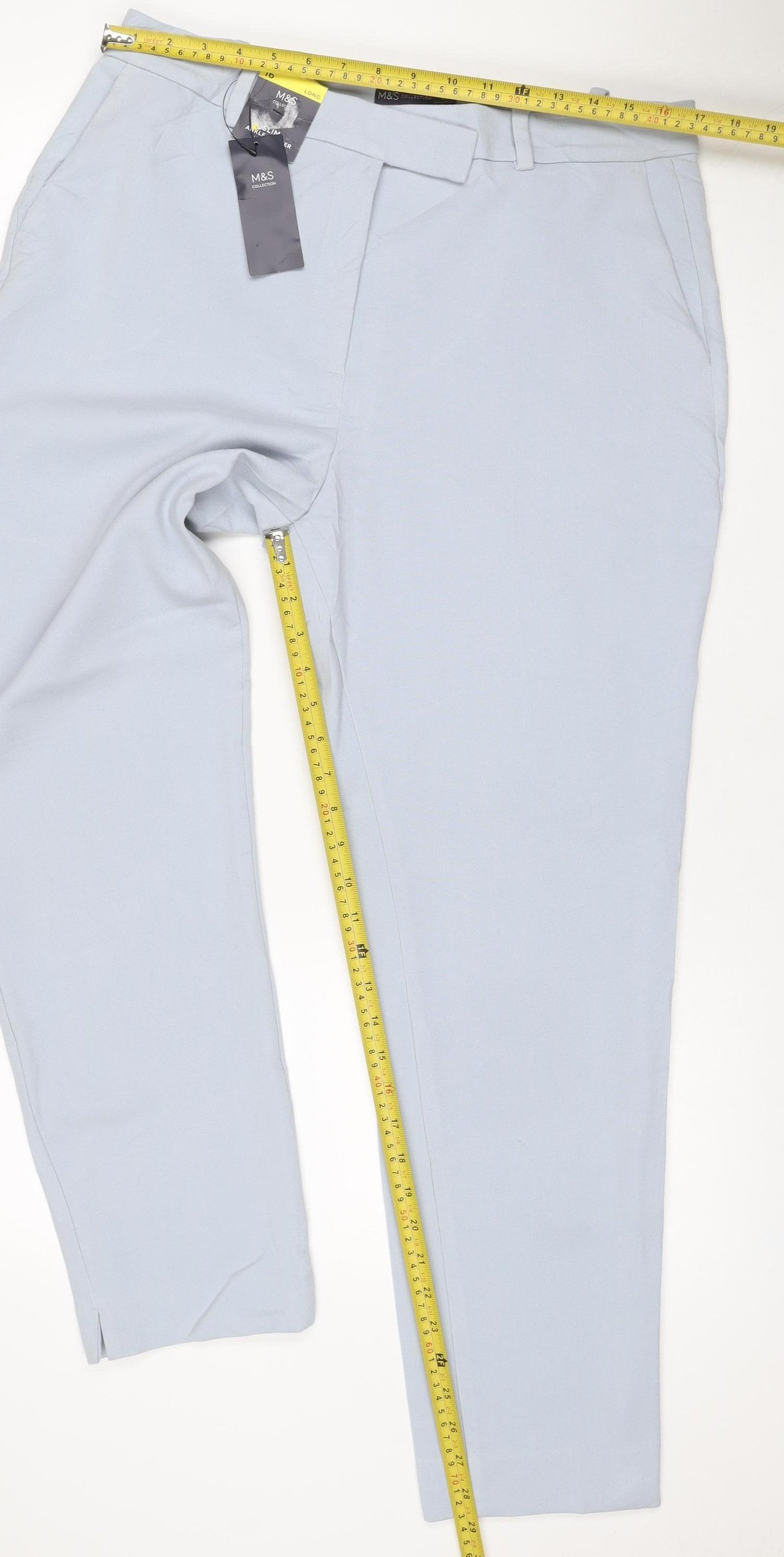 M&S Women Blue Size 16 Tall Tailored Straight Leg Dress Trousers