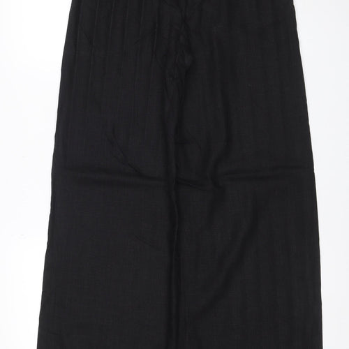 Marks and Spencer Women Black Size 8 Long Linen Blend Straight Trousers