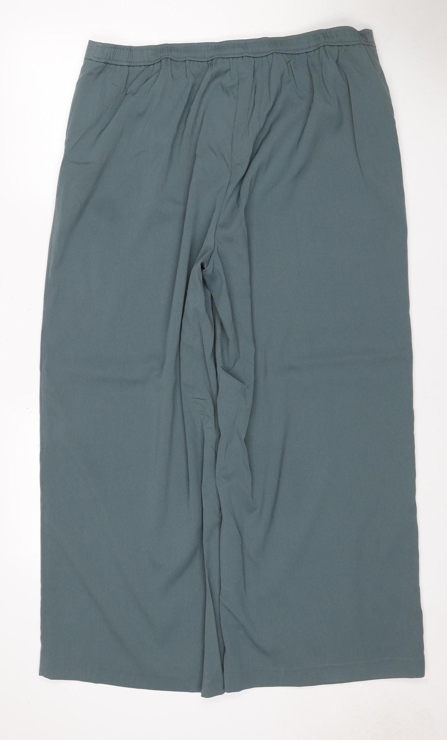 M&S Women’s Smokey Green UK 18 Short Wide-Leg Stretch Trousers