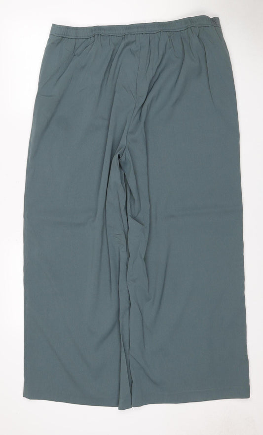 M&S Women’s Smokey Green UK 18 Short Wide-Leg Stretch Trousers