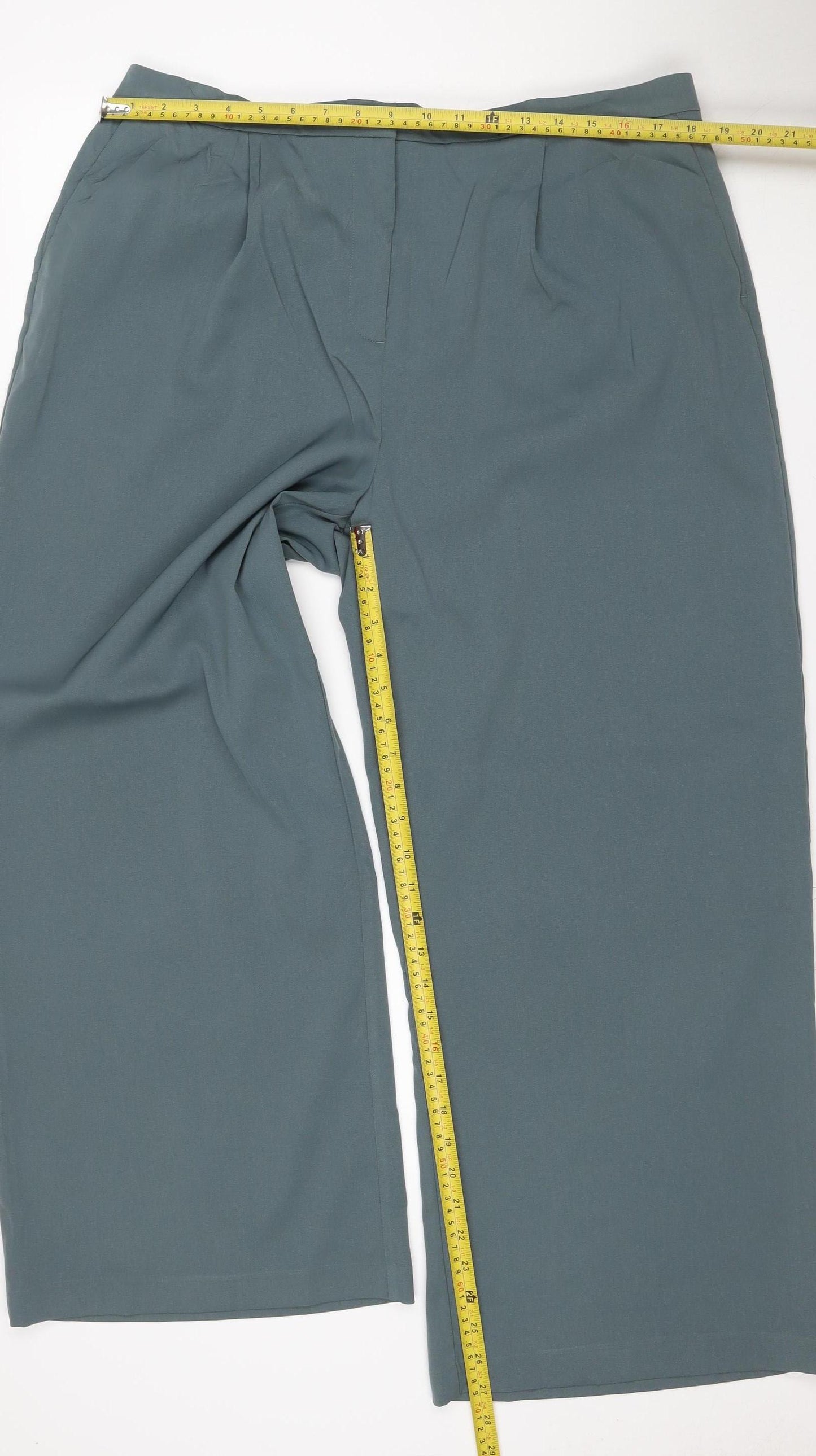 M&S Women’s Smokey Green UK 18 Short Wide-Leg Stretch Trousers