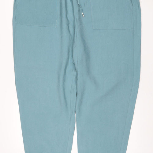 M&S Women’s Blue Lyocell Tapered Jogger Trousers UK 22 Regular