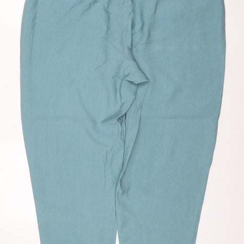 M&S Women’s Blue Lyocell Tapered Jogger Trousers UK 22 Regular
