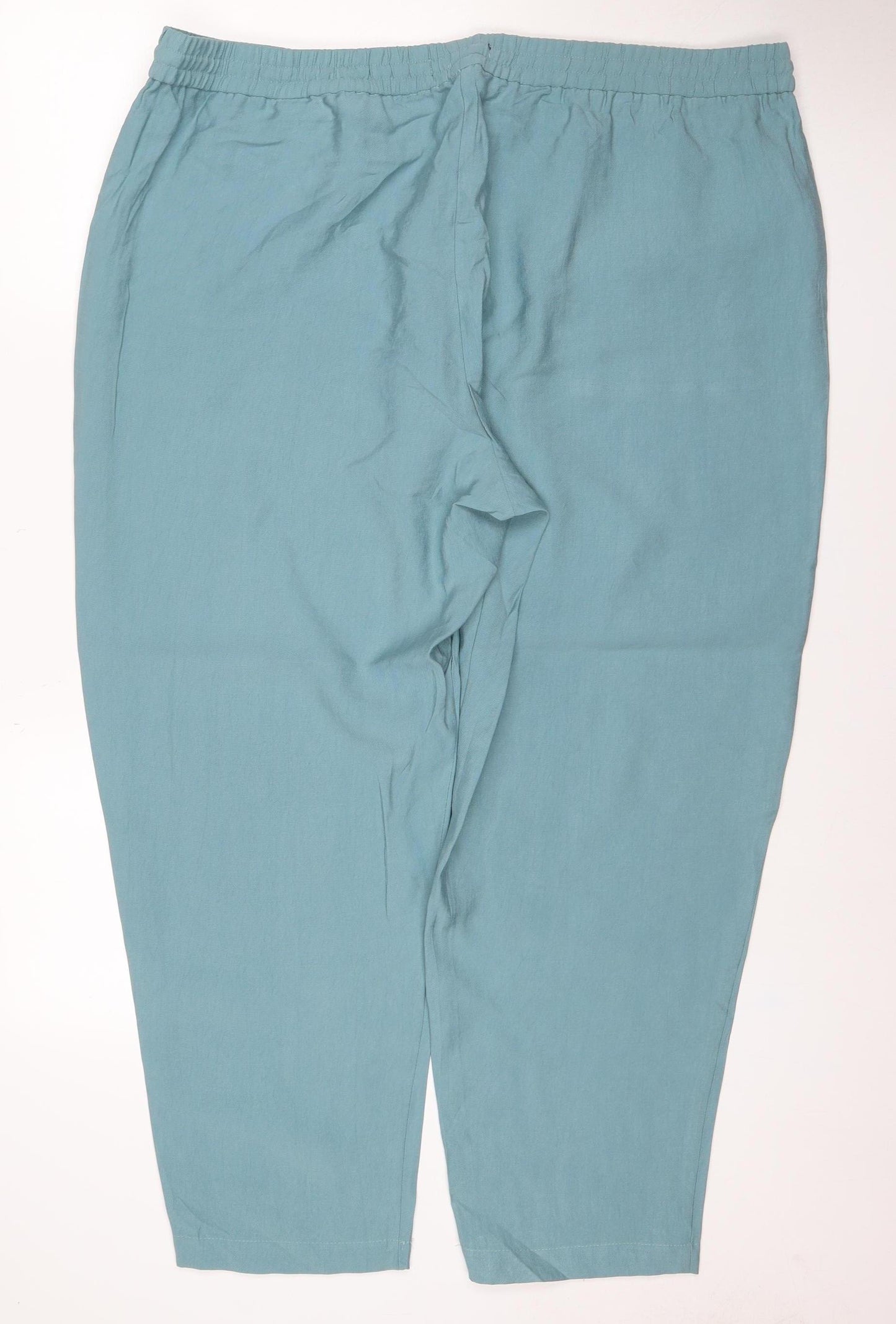 M&S Women’s Blue Lyocell Tapered Jogger Trousers UK 22 Regular