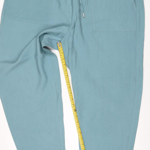 M&S Women’s Blue Lyocell Tapered Jogger Trousers UK 22 Regular
