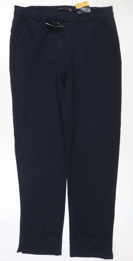 Marks & Spencer Women Navy Size 10 Regular Straight Dress Trousers