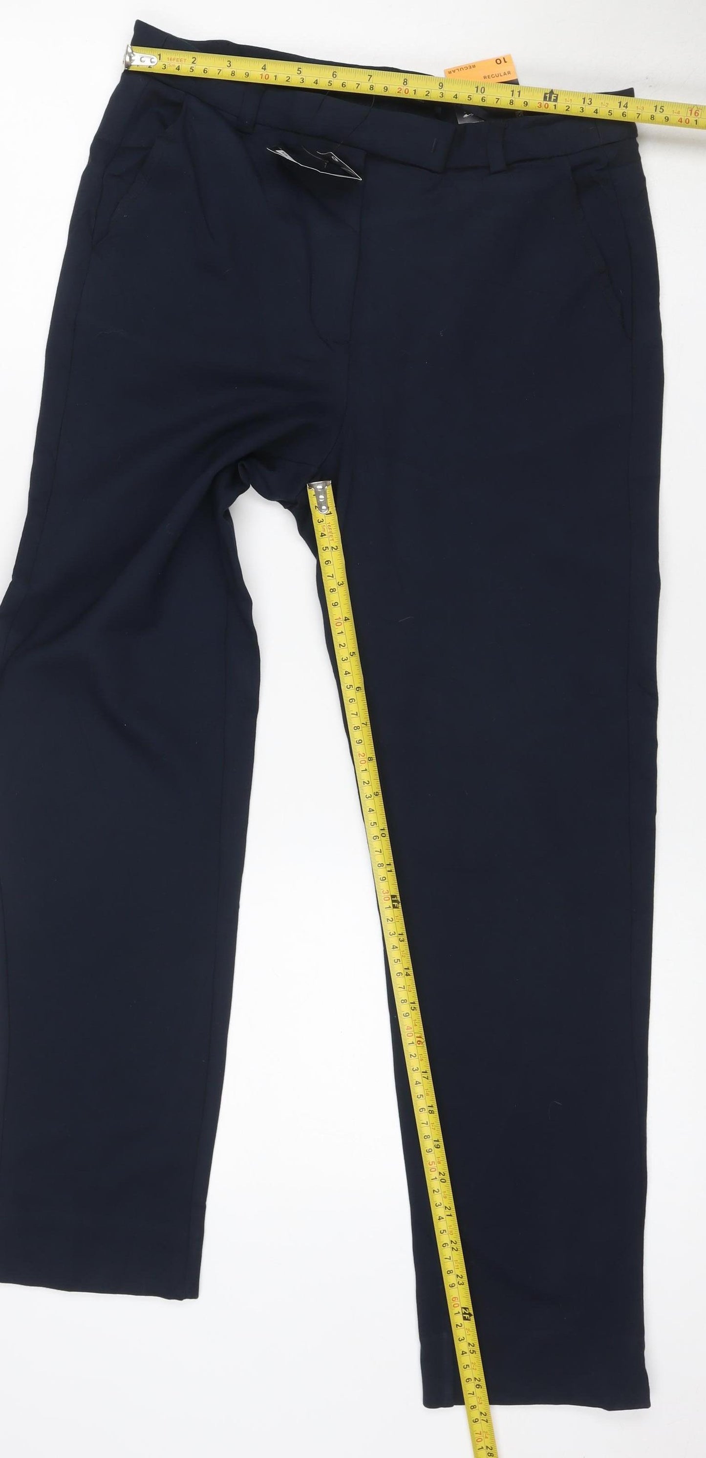 Marks & Spencer Women Navy Size 10 Regular Straight Dress Trousers