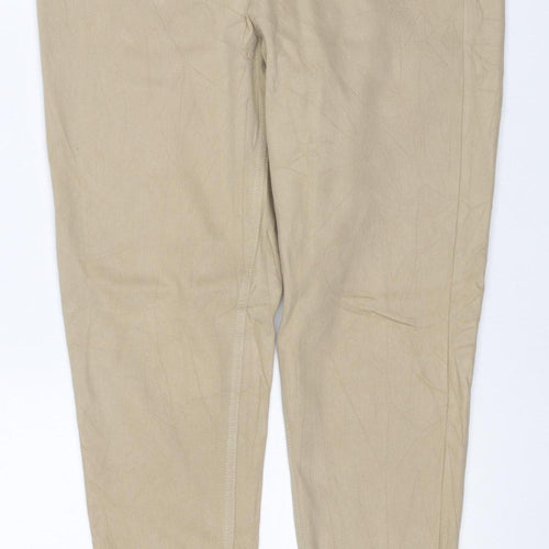 Marks and Spencer Women Beige UK 14 Regular Straight Chino Trousers
