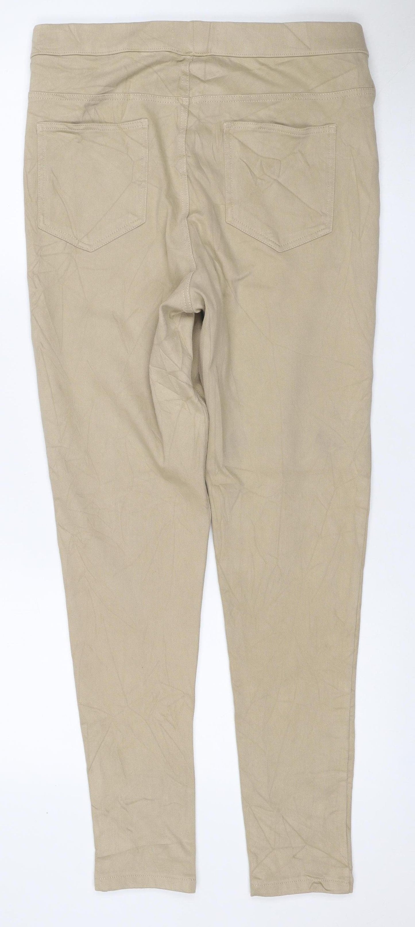 Marks and Spencer Women Beige UK 14 Regular Straight Chino Trousers
