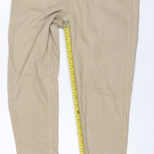 Marks and Spencer Women Beige UK 14 Regular Straight Chino Trousers