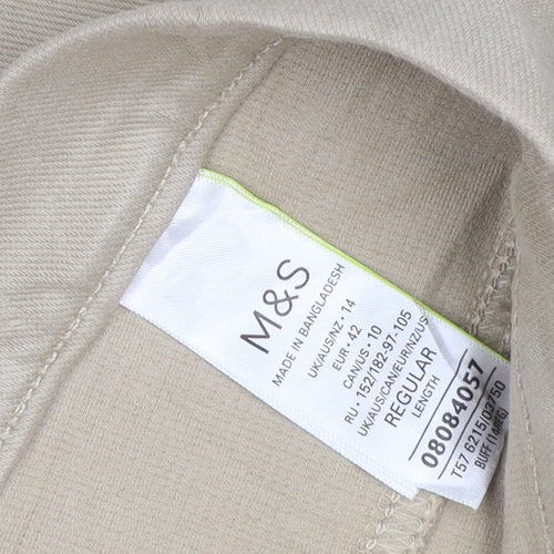 Marks and Spencer Women Beige UK 14 Regular Straight Chino Trousers