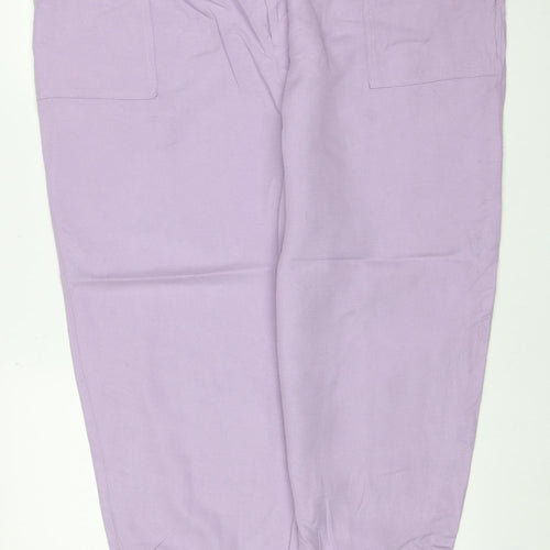 Autograph Women Purple UK 22 Lyocell Linen Relaxed Jogger Trousers