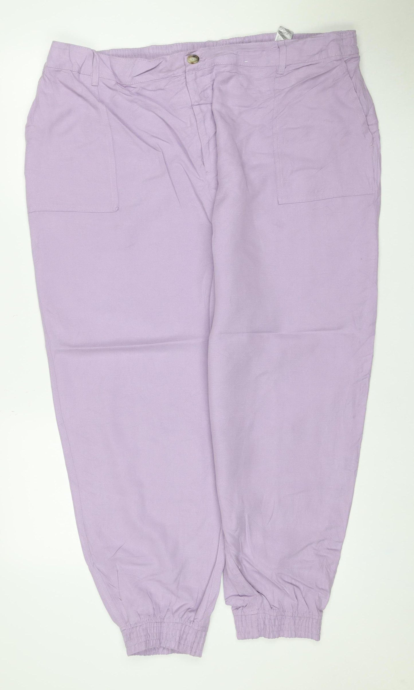 Autograph Women Purple UK 22 Lyocell Linen Relaxed Jogger Trousers