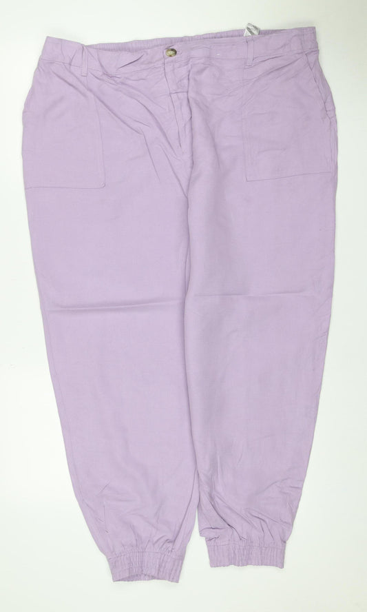 Autograph Women Purple UK 22 Lyocell Linen Relaxed Jogger Trousers