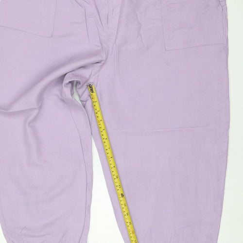 Autograph Women Purple UK 22 Lyocell Linen Relaxed Jogger Trousers