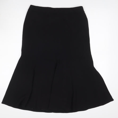 Roman Originals Women Black Size 12 Midi Flare Lined Skirt