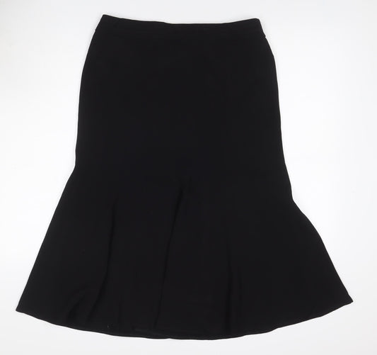 Roman Originals Women Black Size 12 Midi Flare Lined Skirt