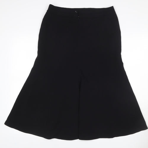 Roman Originals Women Black Size 12 Midi Flare Lined Skirt