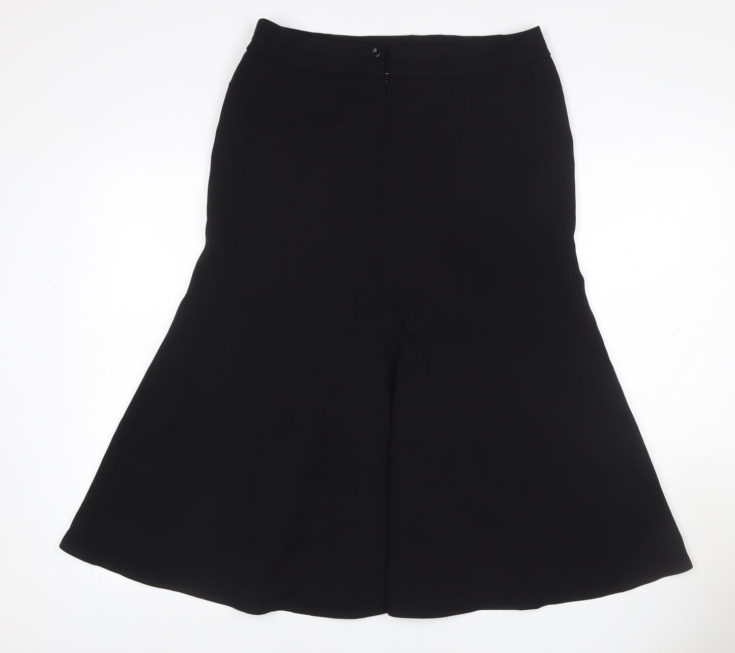 Roman Originals Women Black Size 12 Midi Flare Lined Skirt