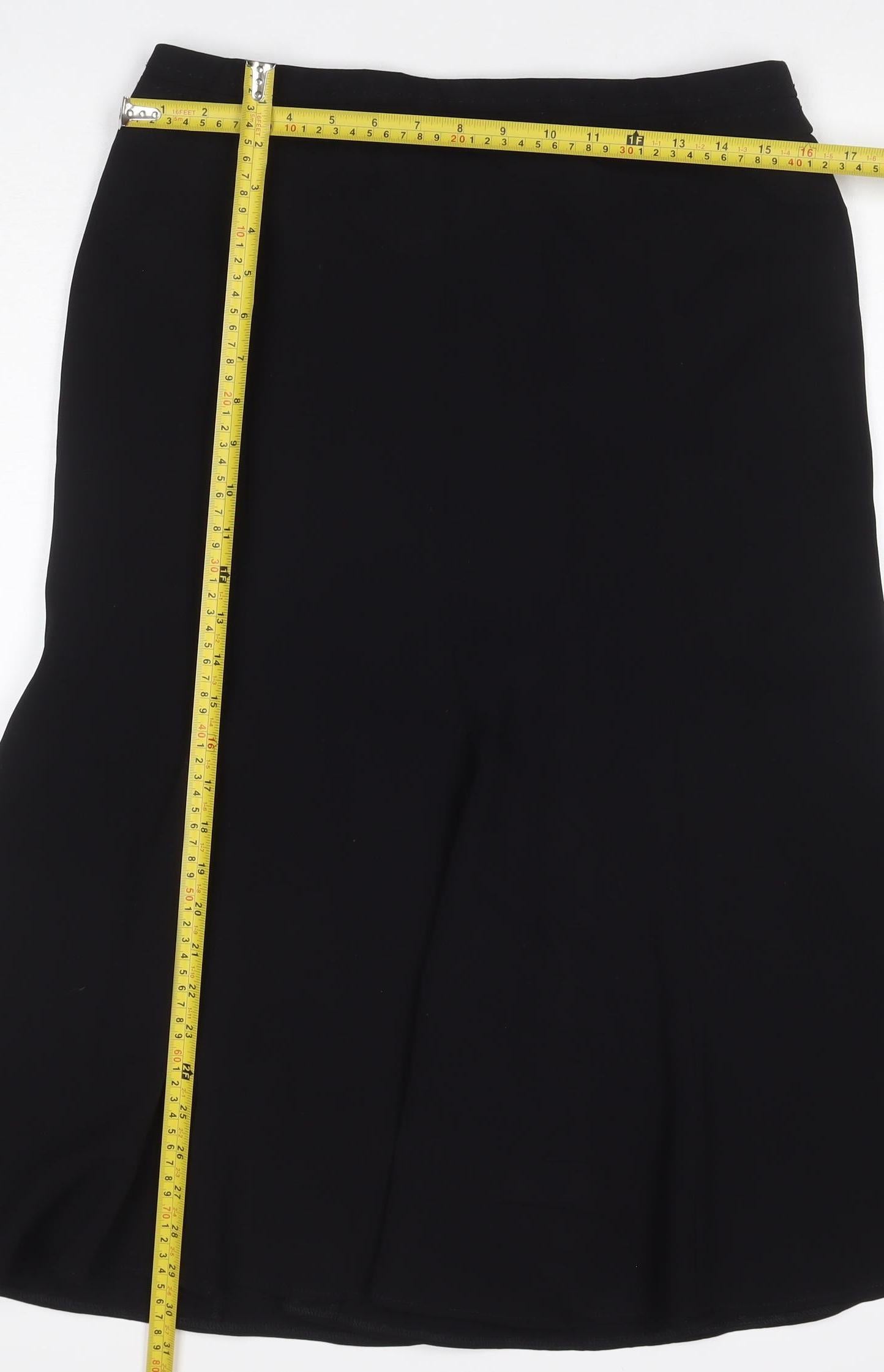 Roman Originals Women Black Size 12 Midi Flare Lined Skirt
