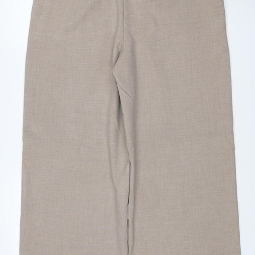 Marks and Spencer Women Beige UK 16 Regular Wide Leg Trousers