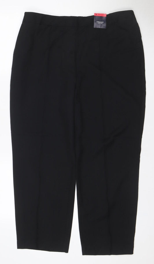 M&S Women’s Black Size 18 Straight Fit Extra Short Stretch Trousers