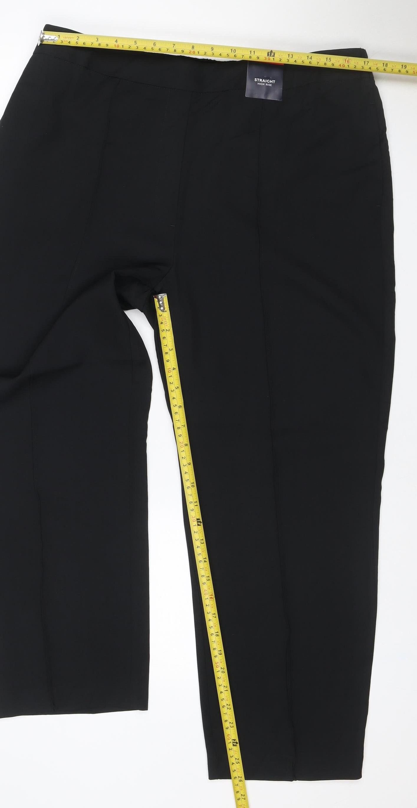 M&S Women’s Black Size 18 Straight Fit Extra Short Stretch Trousers