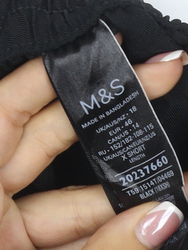 M&S Women’s Black Size 18 Straight Fit Extra Short Stretch Trousers